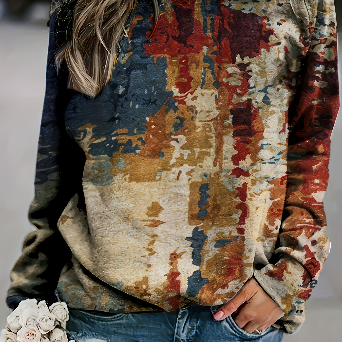 

Tie Dye Crew Neck Sweatshirt, Casual Long Sleeve Sweatshirt For Spring & Fall, Women's Clothing