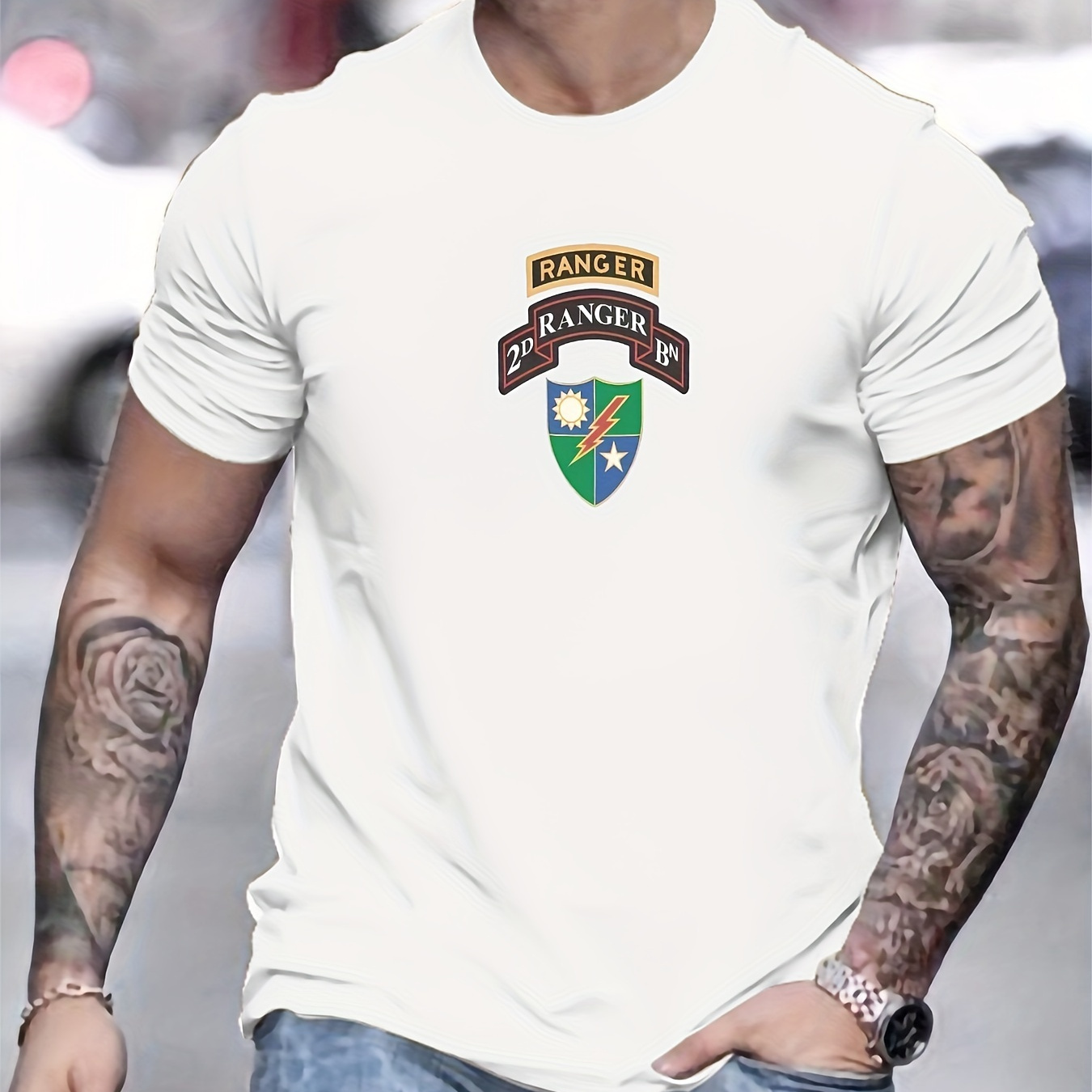 

Ranger Badge Pattern T-shirt, Tees For Men, Casual Short Sleeve T-shirt For Summer