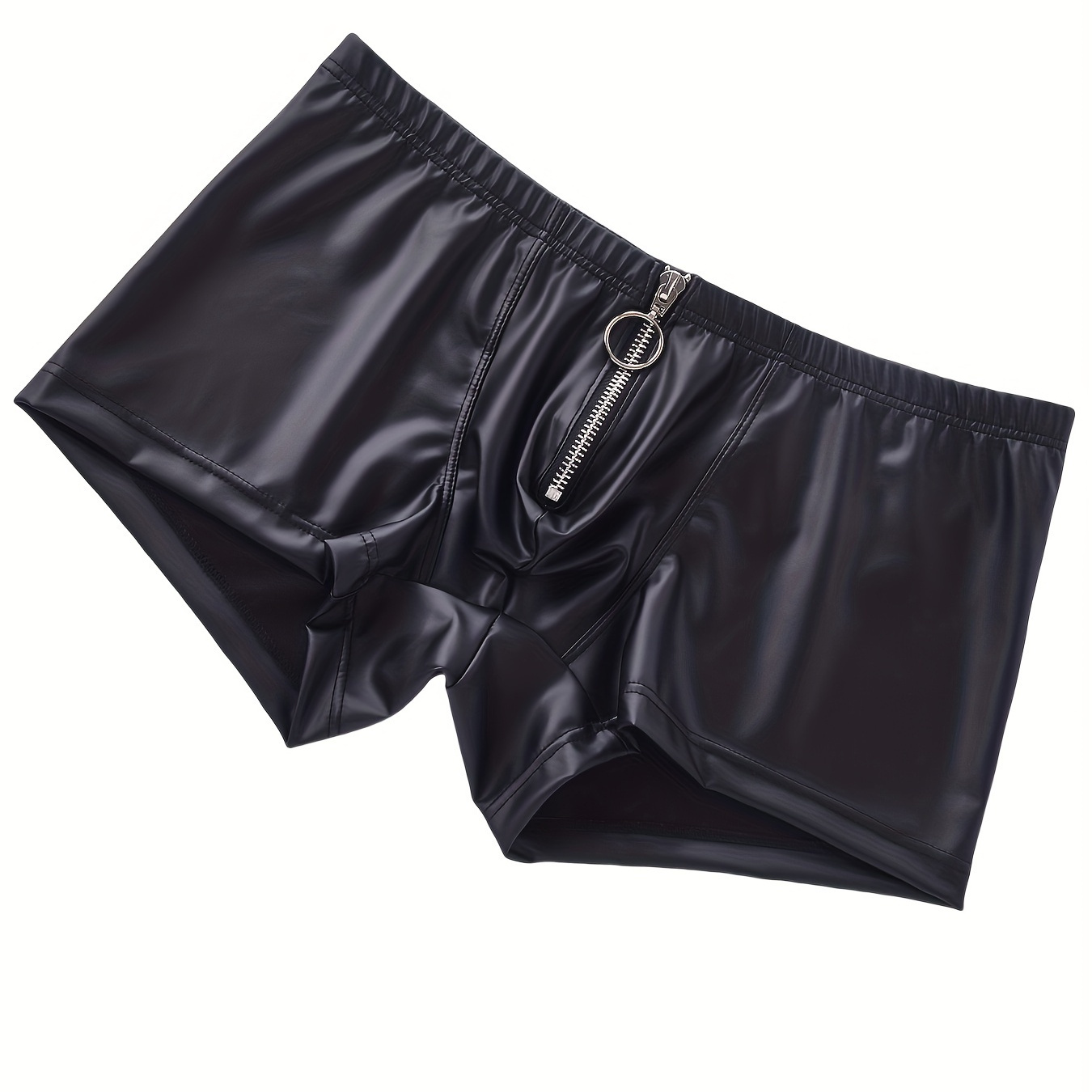 

Men's Leather Zipper Boxer Briefs Sexy Nightclub Men's Underwear