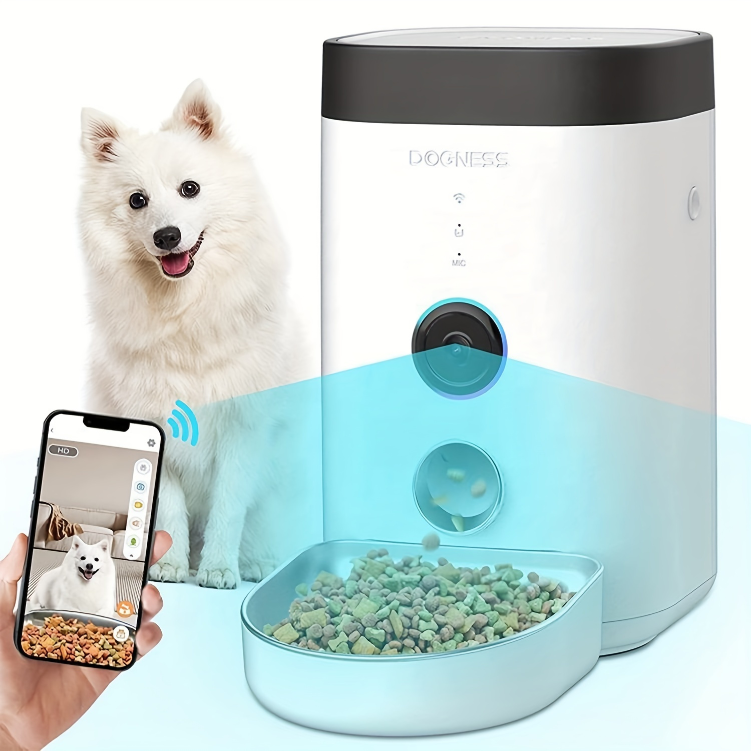 Hipidog Automatic Pet Feeder Small&Medium Pets Automatic Food Feeder and Waterer Set 3.8L, Travel Supply Feeder and Water Dispenser for Dogs Cats Pets