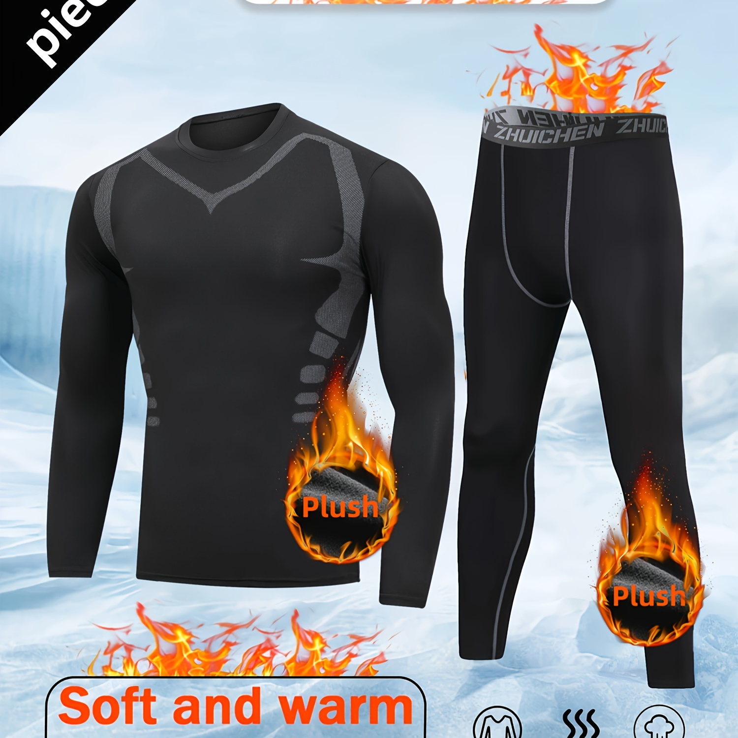 

Two-piece Plus Velvet Sports Suit For Men, Running And Gym Clothes For Autumn And Winter, Velvet Tight-fitting Equipment For Morning And Night Running Training, Autumn And Winter Sports Wear