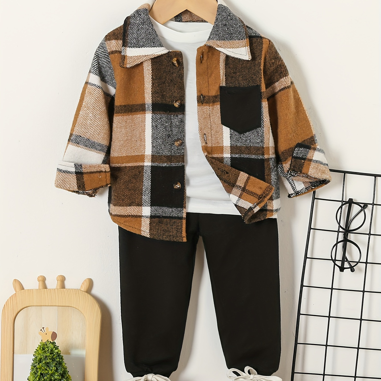 

' 3pcs Outfit Set: Fleece , Long Tee & - Washable, For