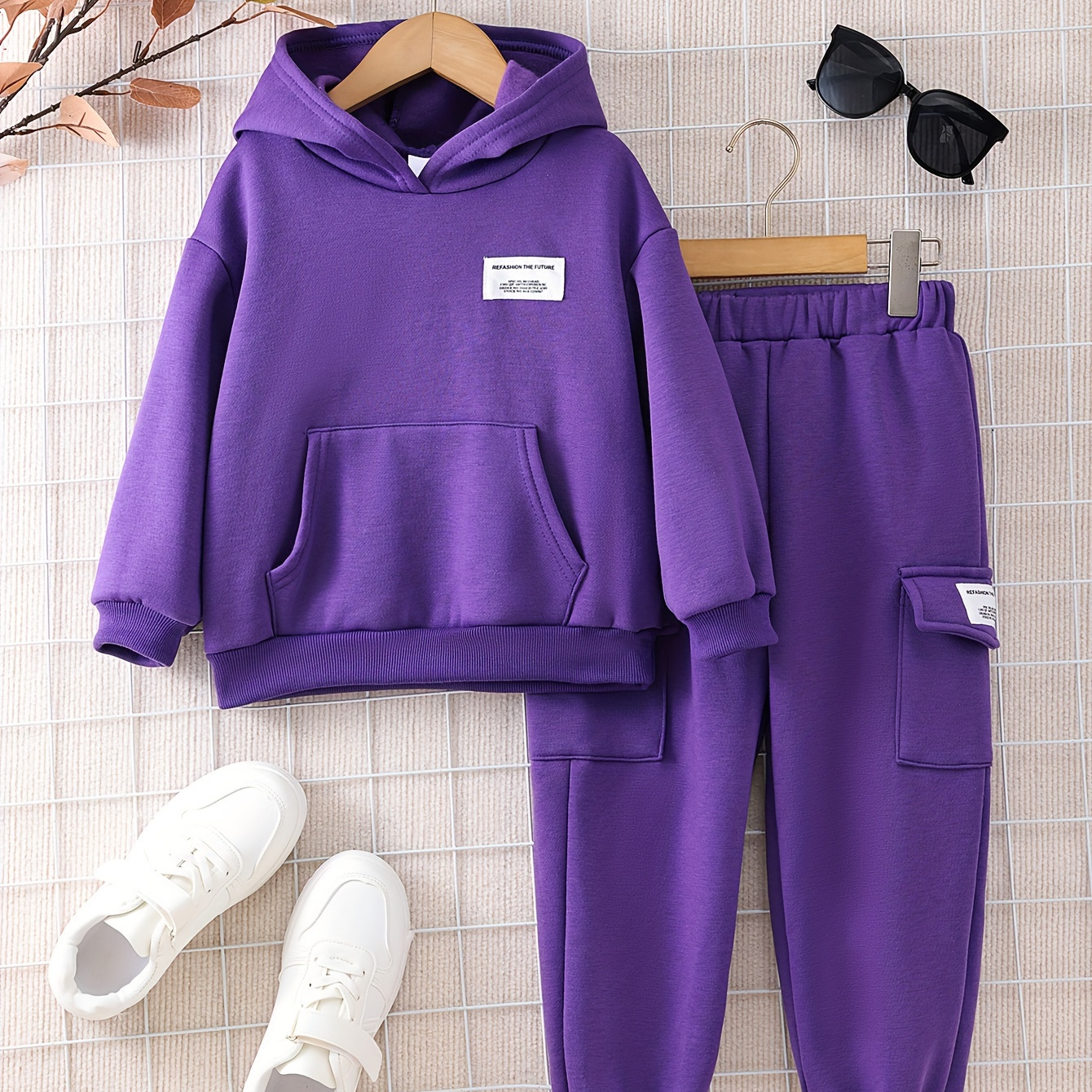 

Fleece 2pcs, Hoodies & Pants, Toddler Kids Clothes For Fall , Clothing