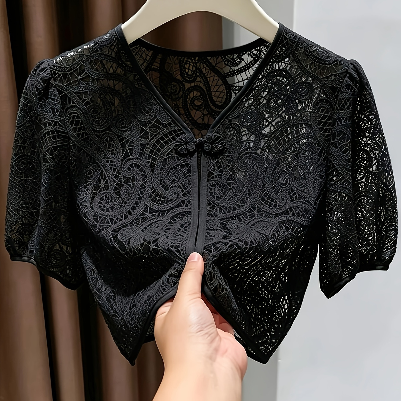 Summer Elegant Solid Color Openwork Knit Cropped Jacket