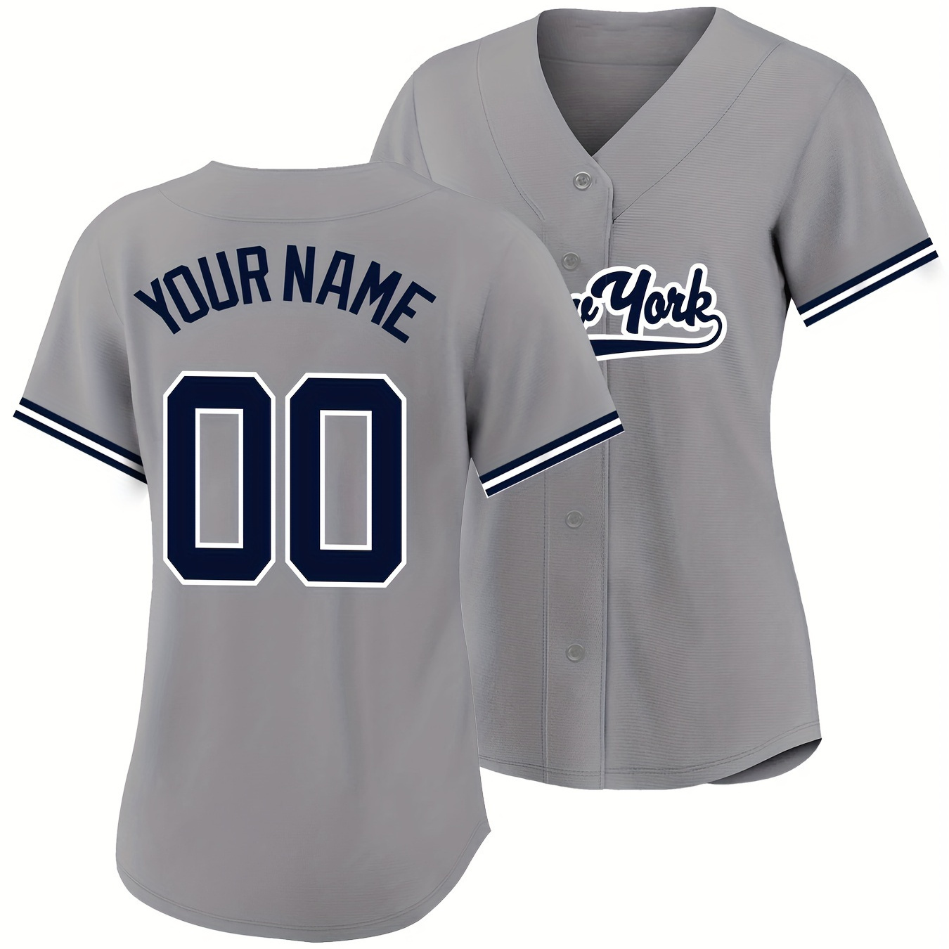 

Customizable Women's Baseball Jersey - Embroidered Name And Number - Soft Fabric, Athletic V-neck Style, Short Sleeve, Round Neck