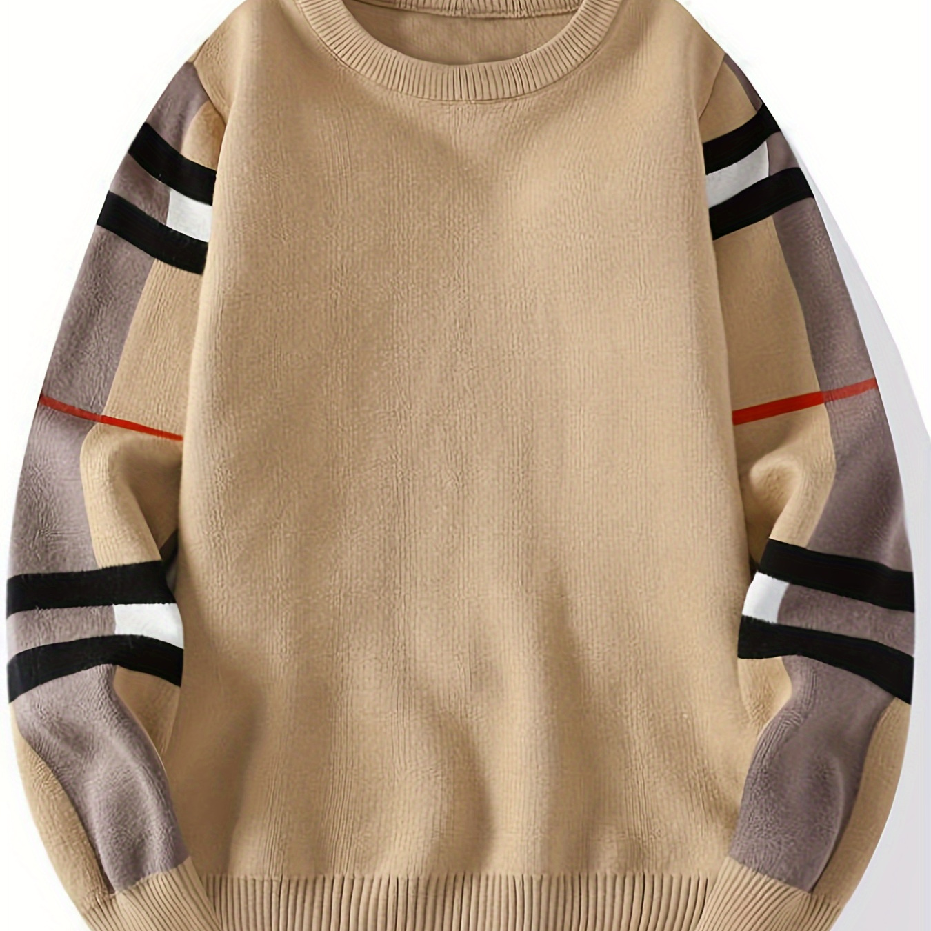 

Striped Knitted Pullover, Long - For Fall