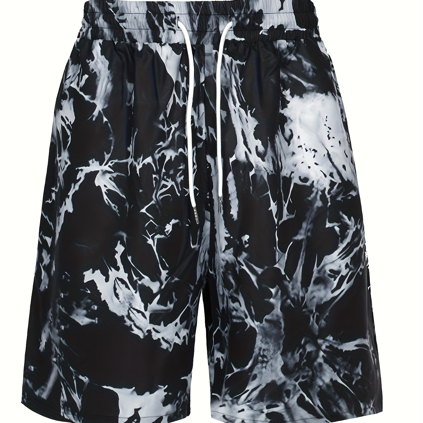 Art Print Men's Beach Pants, Loose Drawstring Summer Holiday Short Pants Plus Size