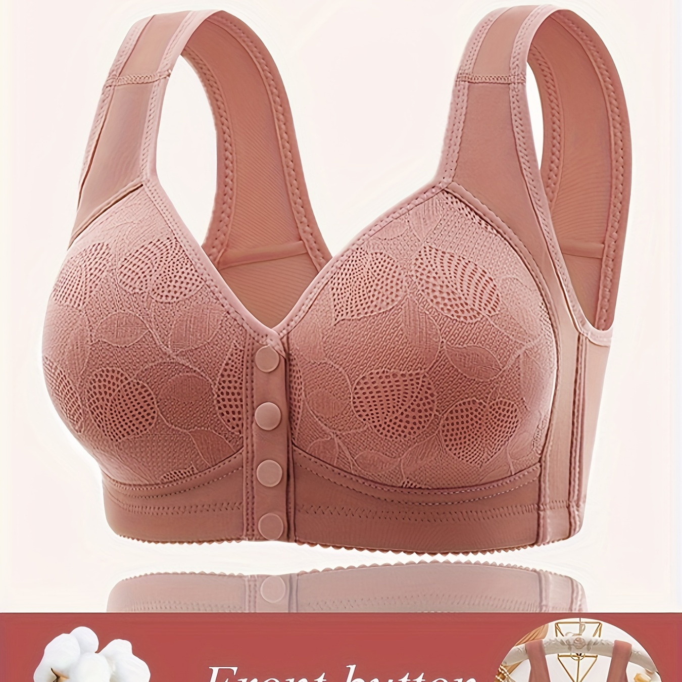 

Women's Maternity Solid Breast Feeding Underwear Elegant Lace Button Up Bra Cotton Bra