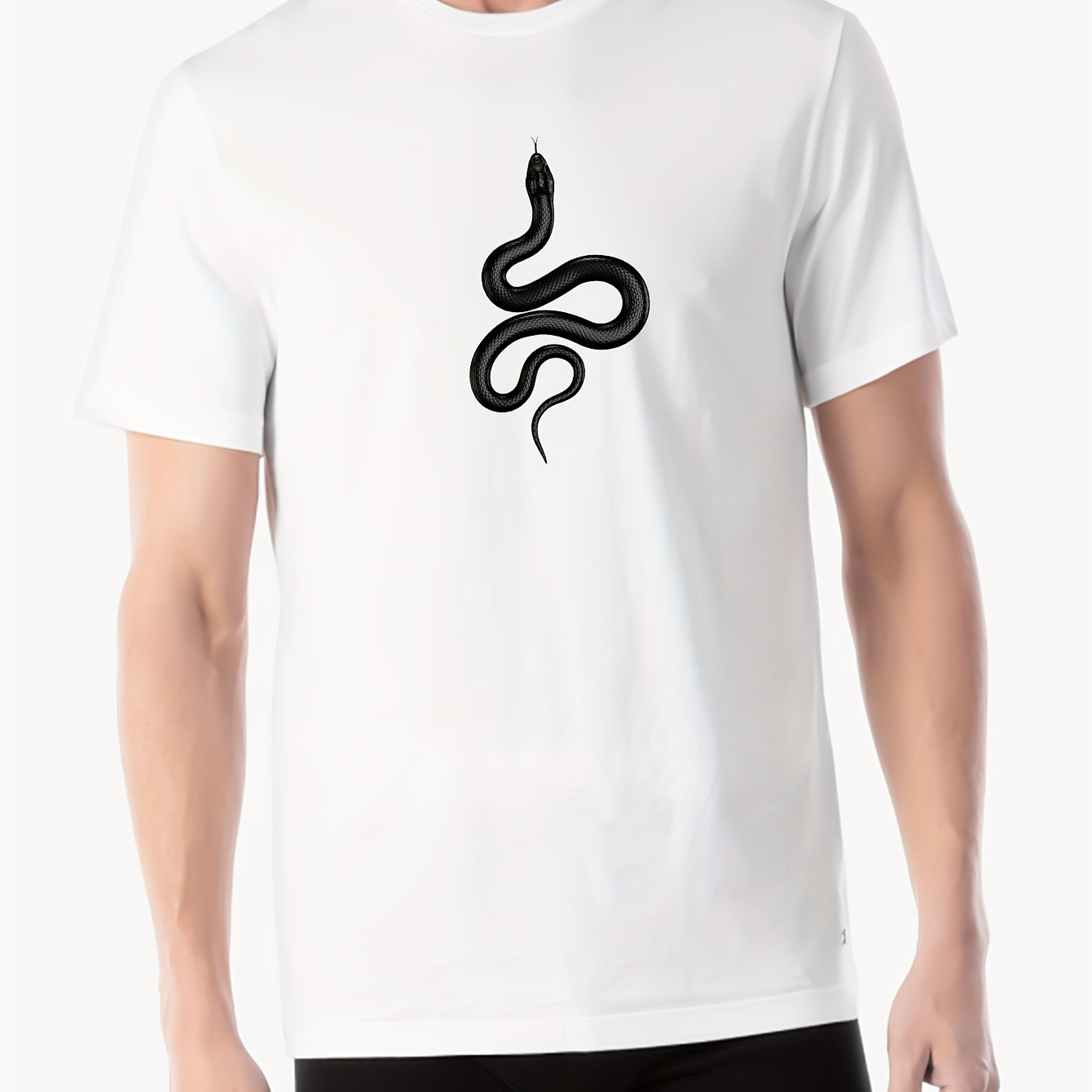 

Men's Casual Outdoor Loose Short Sleeve Cotton T-shirt With Stylish Scary Snake Silhouette Graphic Print, Comfort Fit For Daily Wear