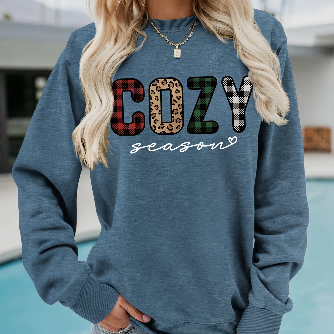 

Letter Print Pullover Sweatshirt, Casual Long Sleeve Crew Neck Sweatshirt For Fall & Winter, Women's Clothing