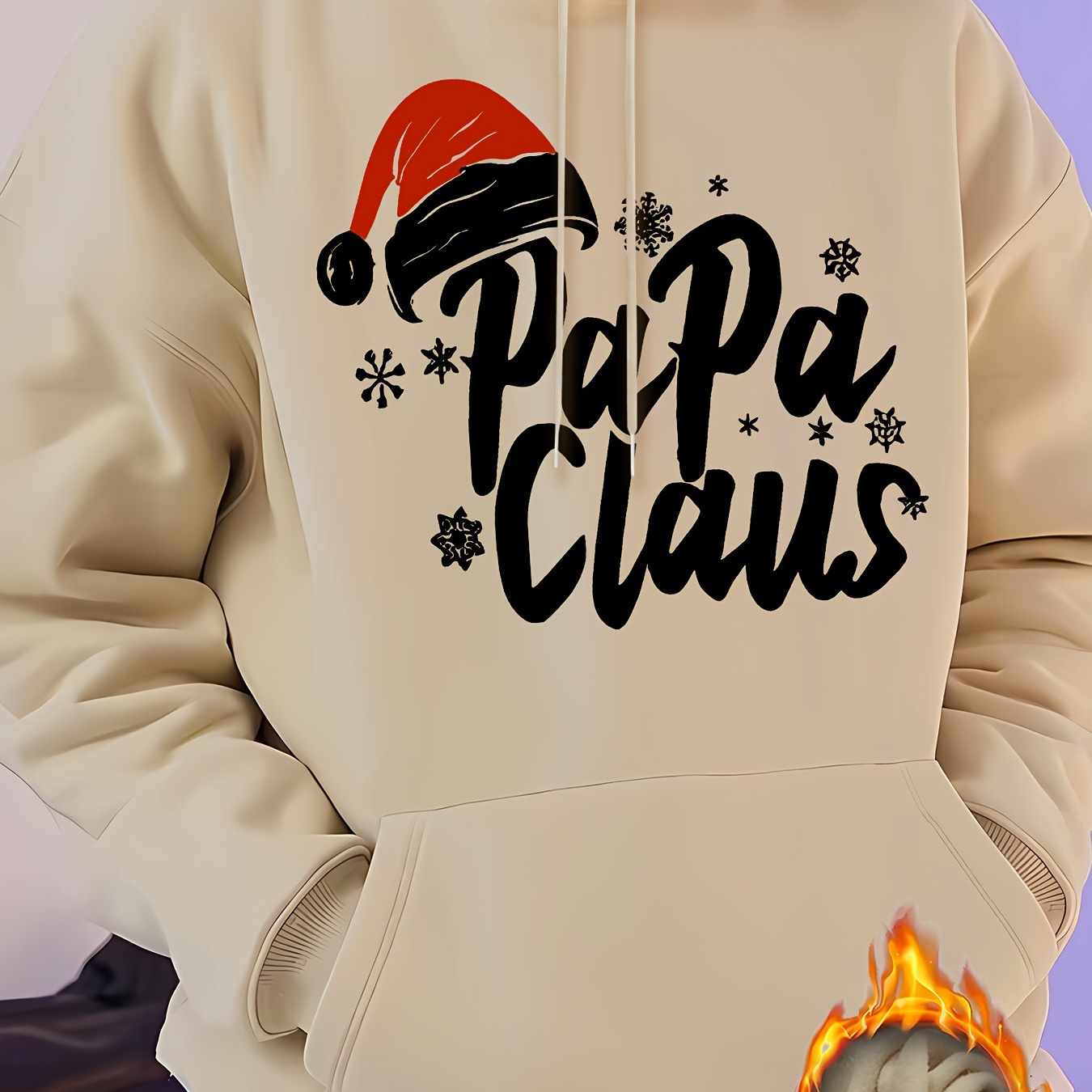 

papa Claus" With Christmas Hat Graphic Print Hoodie, Cool Sweatshirt For Men, Men's Casual Hooded Pullover Streetwear Clothing For Spring Fall Winter, As Gifts