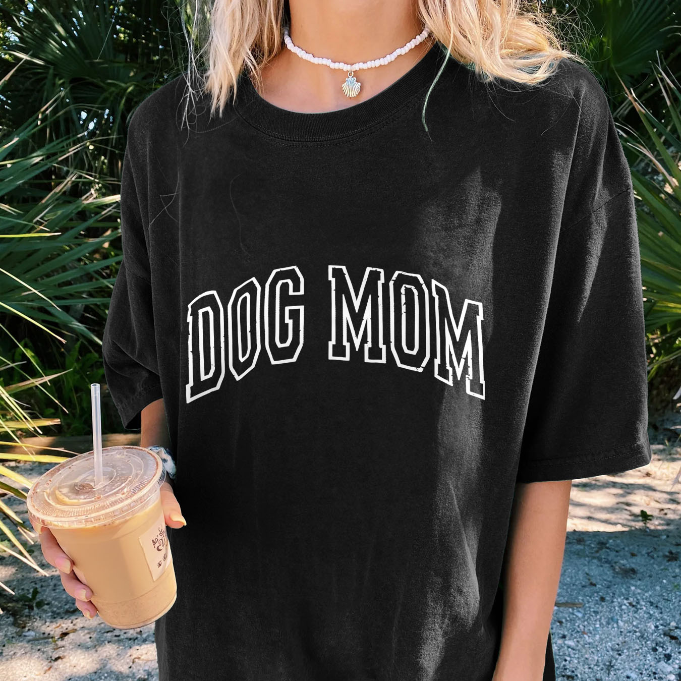 

Dog Mom Print Crew Neck Tee Dress, Casual Short Sleeve Dress For Spring & Summer, Women's Clothing