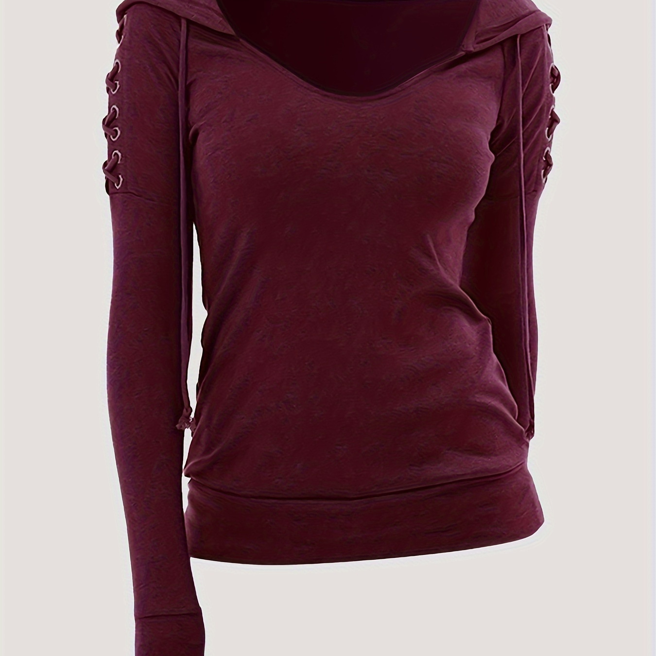 

Top à Capuche Décontracté pour Femme [Style Élégant] Col Rond à Manches Longues, Tissu Tricoté 100% Polyester, Couleur Unie, Extensibilité Moyenne, pour /Automne