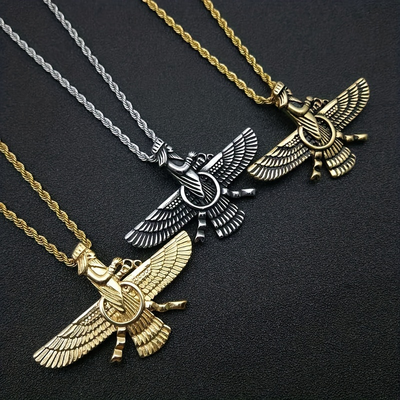 

New Persian Jewelry, Titanium Steel Gold-plated Zoroastrian Pendant Necklace, Fashion Designer Accessories, Gifts For Men, Couples Or Women, 1pc Holiday Or Party Decorations