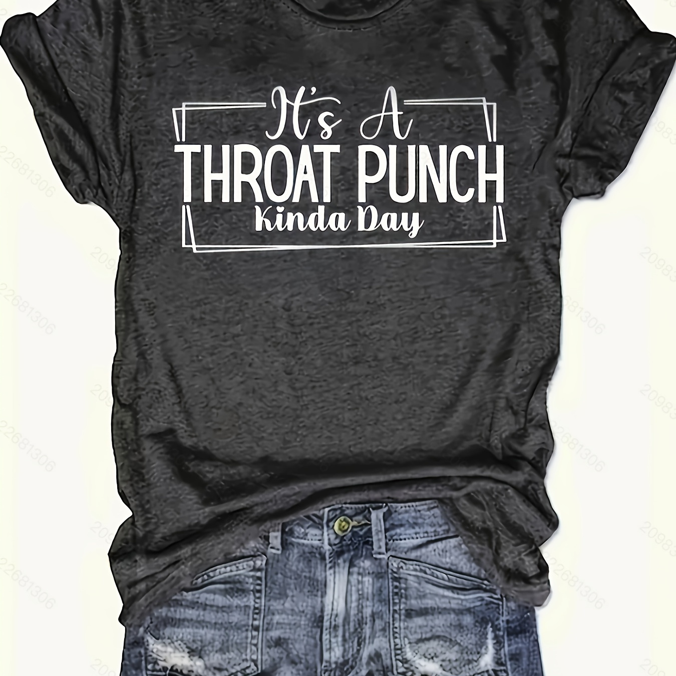 

Throat Punch Print Crew Neck T-shirt, Casual Short Sleeve T-shirt For Spring & Summer, Women's Clothing