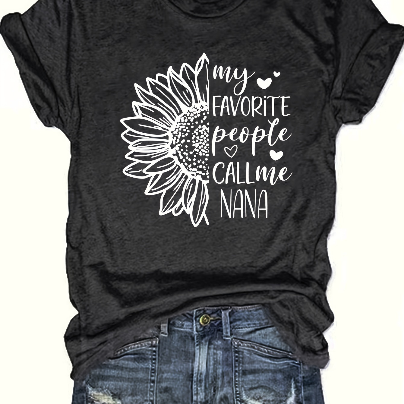 

Call Me Nana T-shirt, Short Sleeve Crew Neck Casual Top For Summer & Spring, Women's Clothing