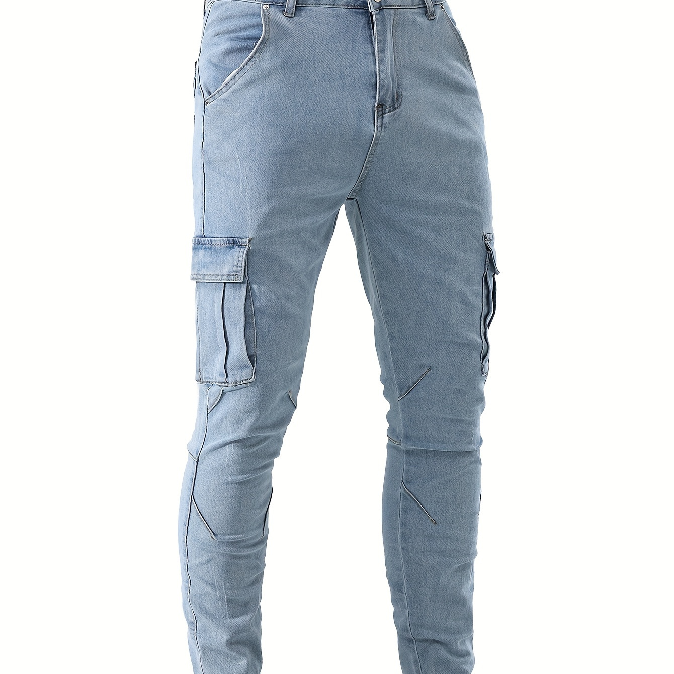 

Men's Flap Pocket Cargo Jeans, Casual Street Style Denim Pants