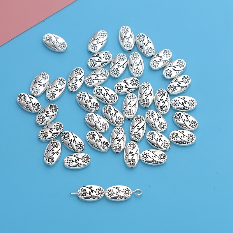 

40 Pcs Oval Flower Spacer Beads Simple Loose Beads Jewelry Making Bracelet Accessories Diy