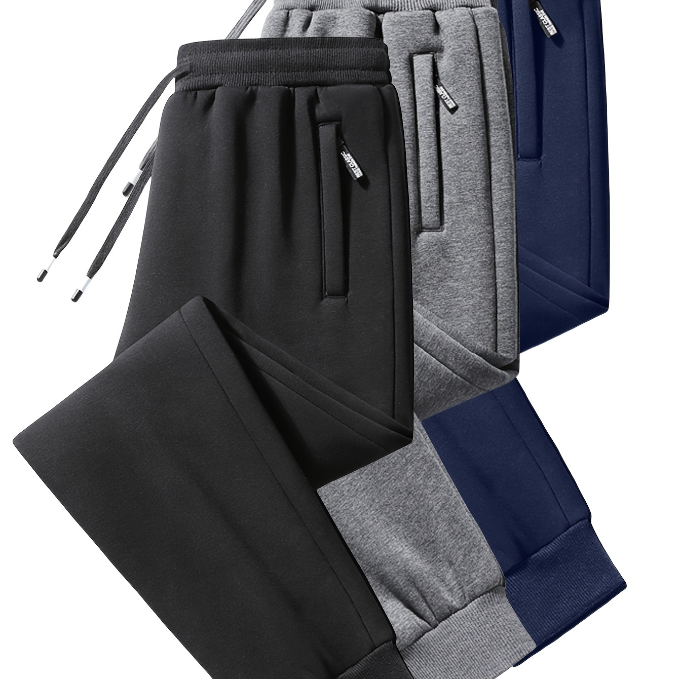 

Men's 1pc Casual Pants - Soft & Comfortable Polyester Blend, Black With Drawstring Waist & Zipper Pockets, All Leisure & Outdoor Activities, Trousers | Pants | Drawstring Waistband