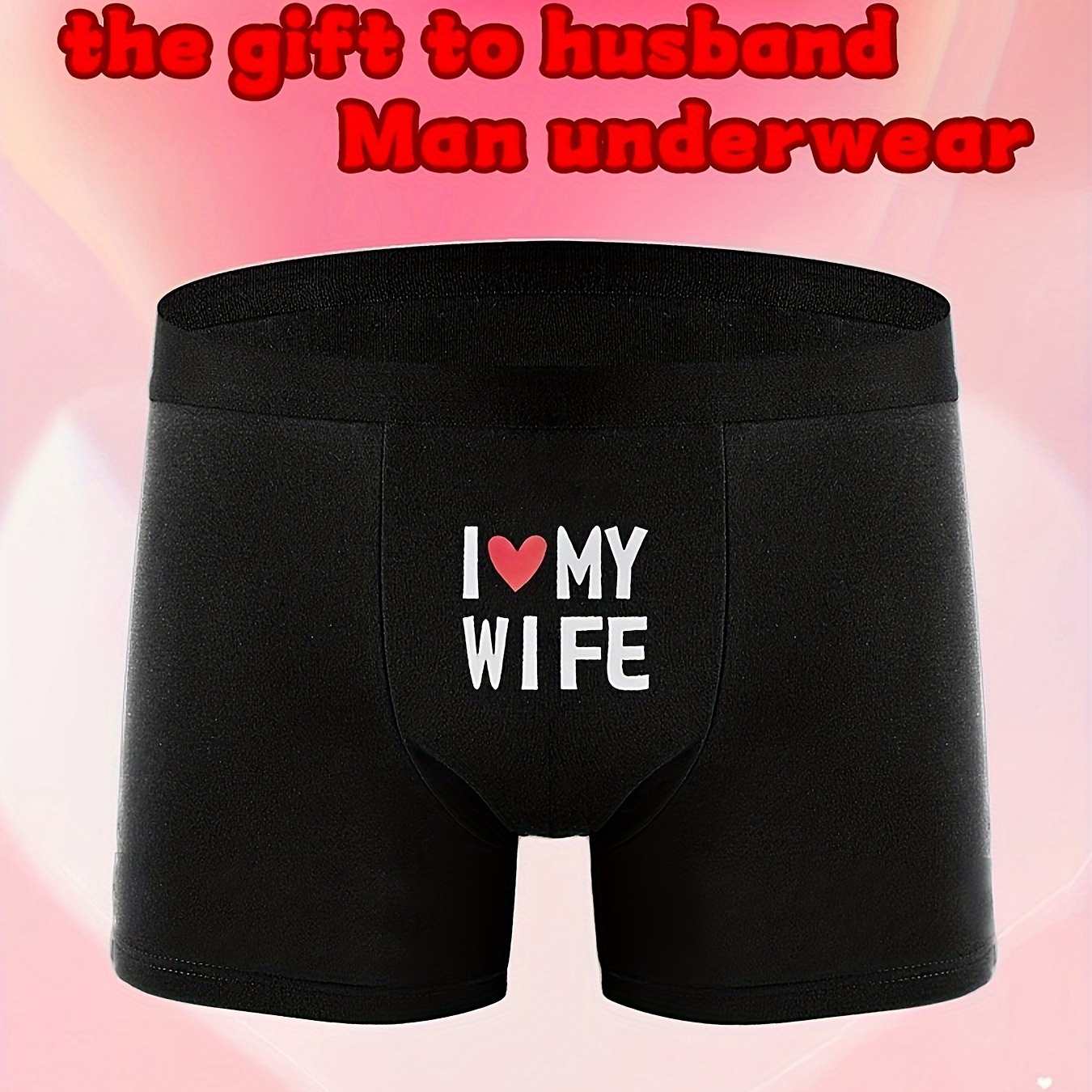 

Sexy Breathable Underwear, Boxer Briefs With "i Love My Wife" Print, Lightweight Stretchy Fabric, Comfortable Fit, Trendy Stylish Design