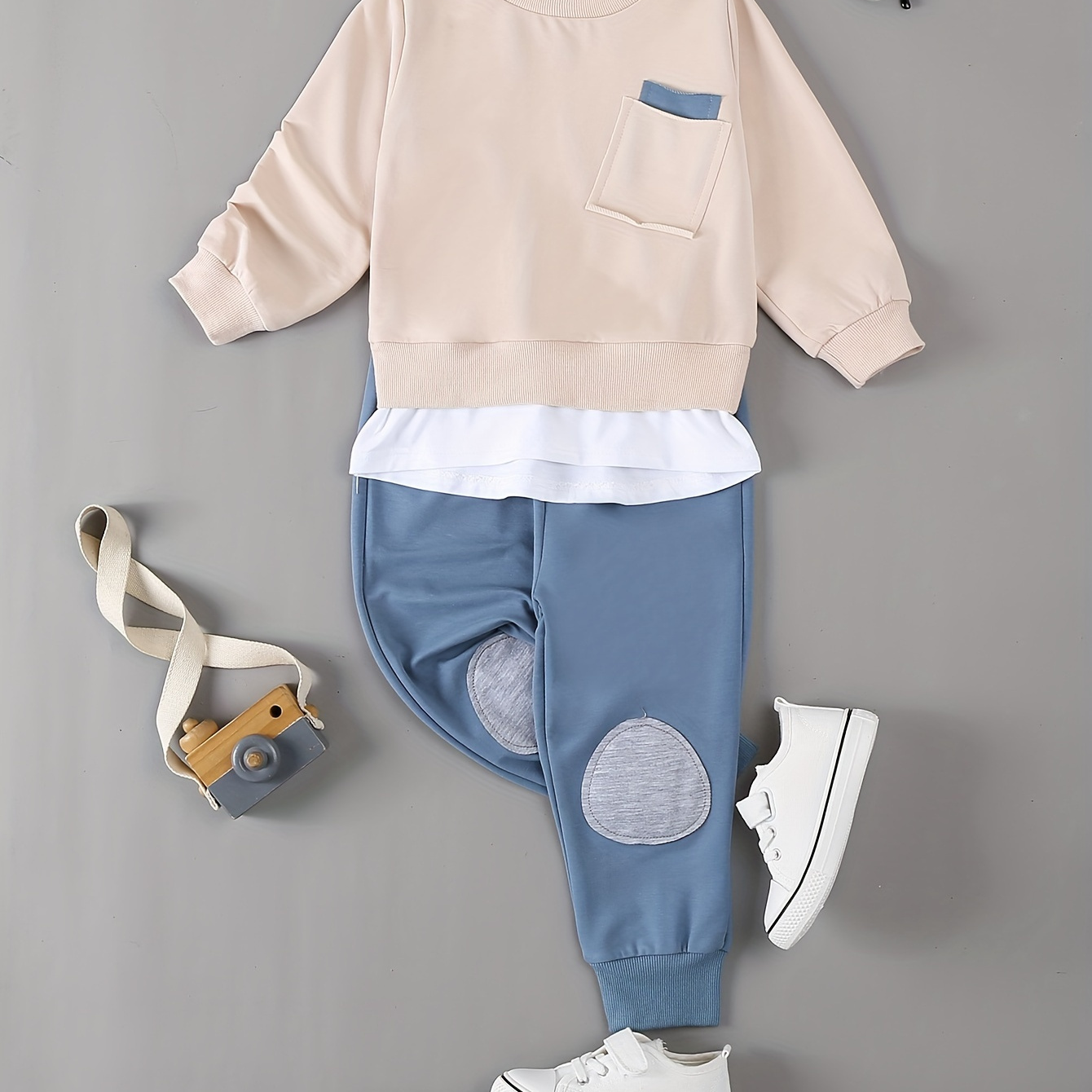 

Boys' Sweatshirt & Embroidered Set - Washable, For Fall/, For