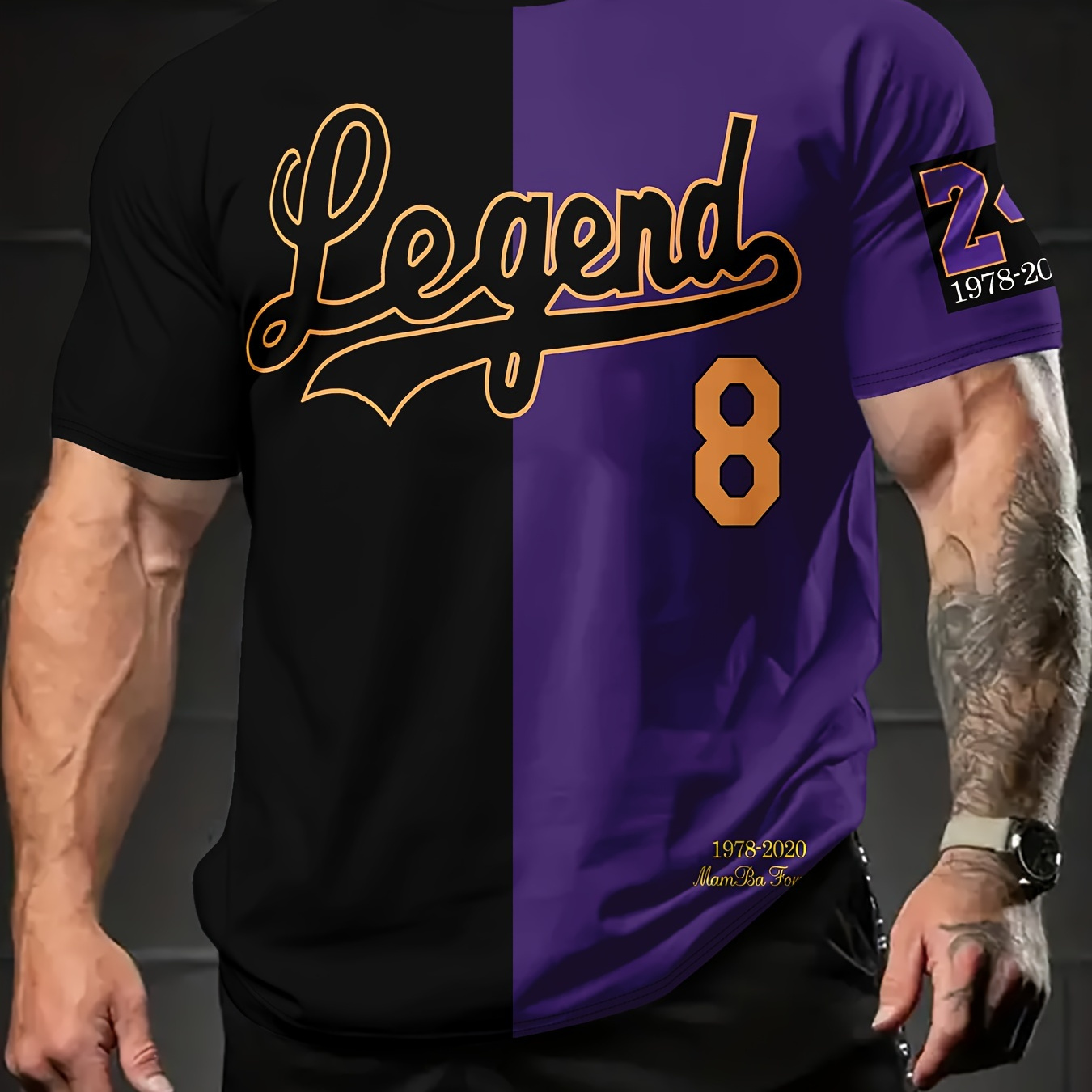 

Men's Casual Crew Neck "legend" Print T-shirt, Versatile Short Sleeve Tee For Sports And Casual Wear