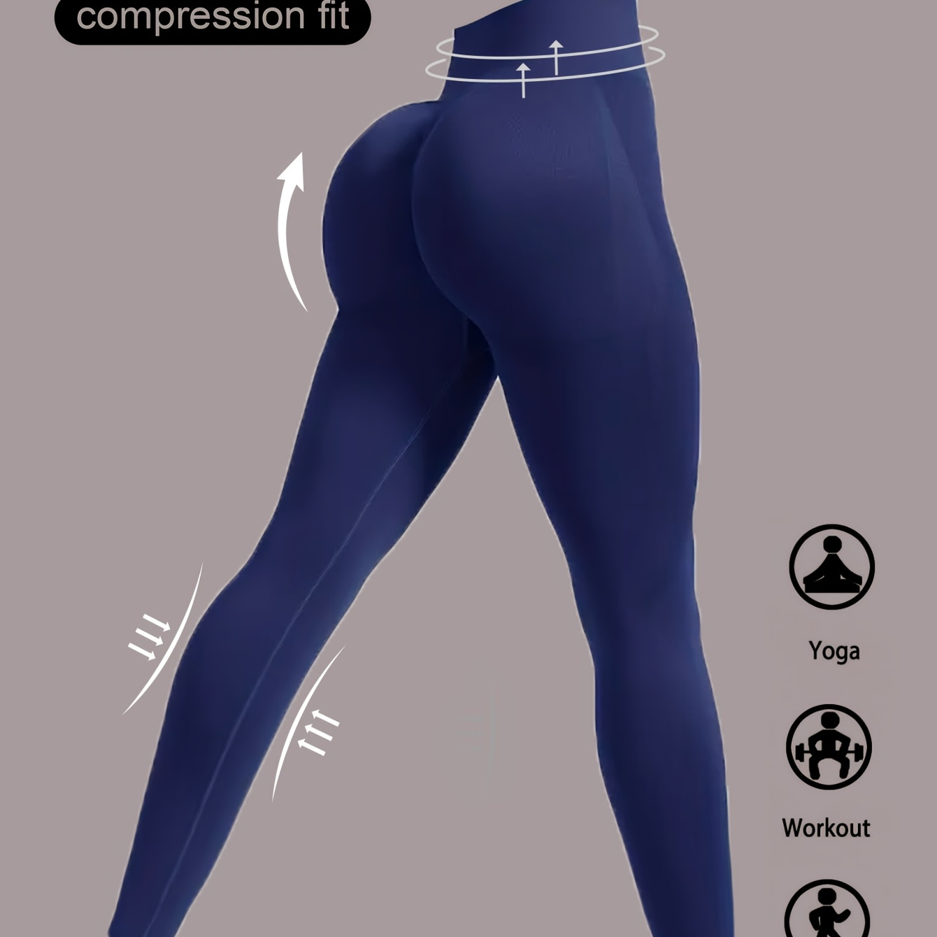 

Single Piece Solid Color High Waist Trousers, For Sports And Yoga, Women's Activewear