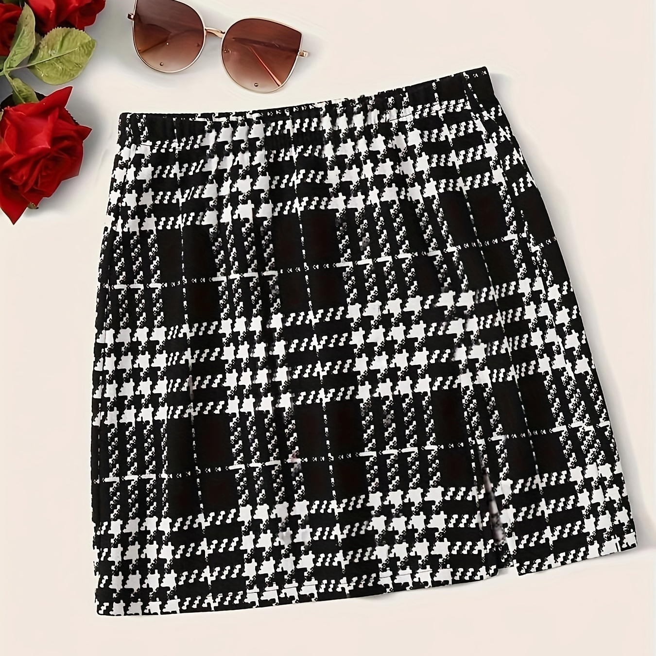 

Print Split Hem Skirt, Elegant Bodycon Mini Skirt For , Women's Clothing