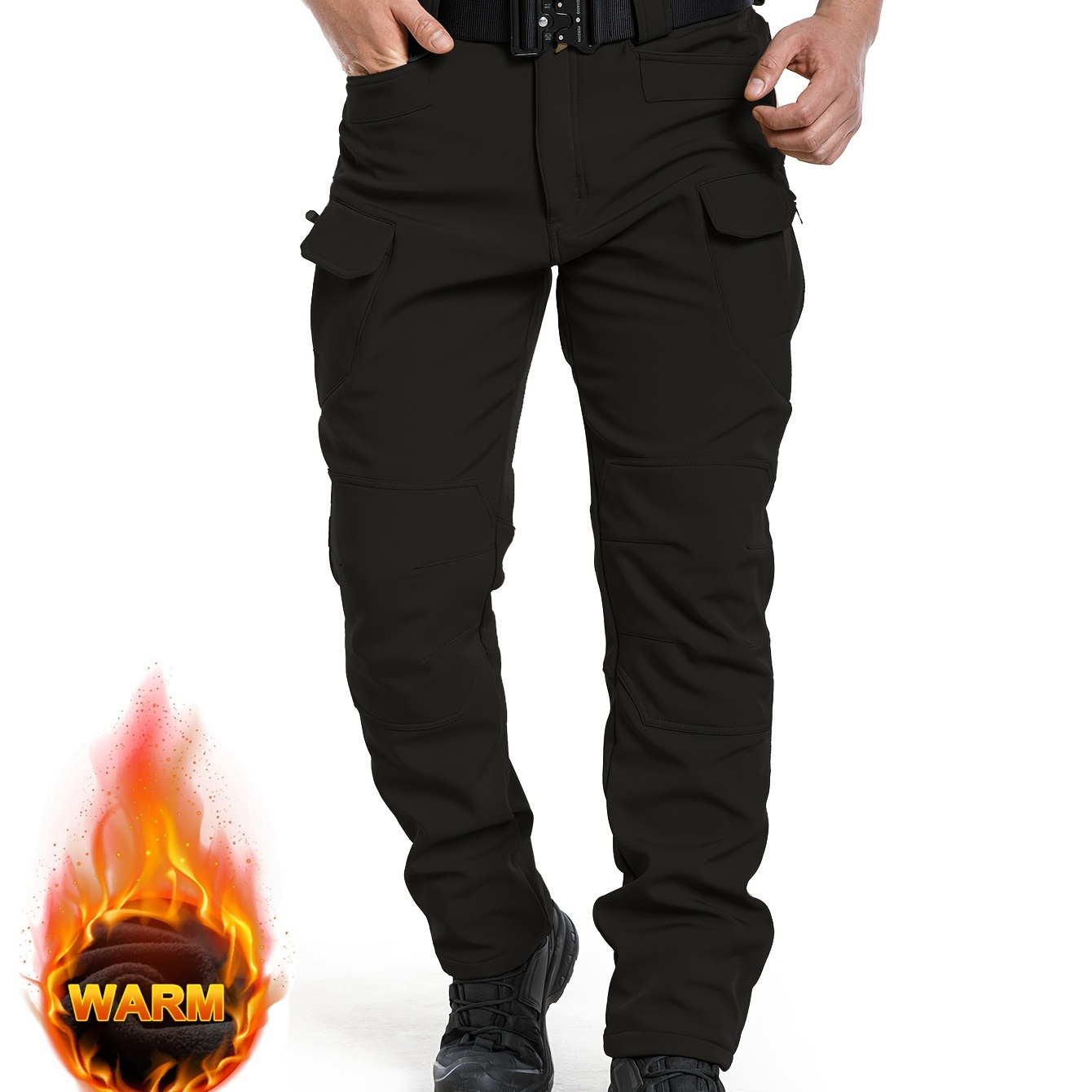 

Multi Pocket Men's Tactical Thermal Pants, Loose Casual Outdoor Pants, Mens Cargo Pants For Hiking
