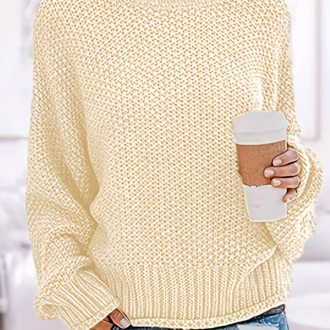 Solid Turtle Neck Pullover Sweater Casual Long Sleeve - Temu