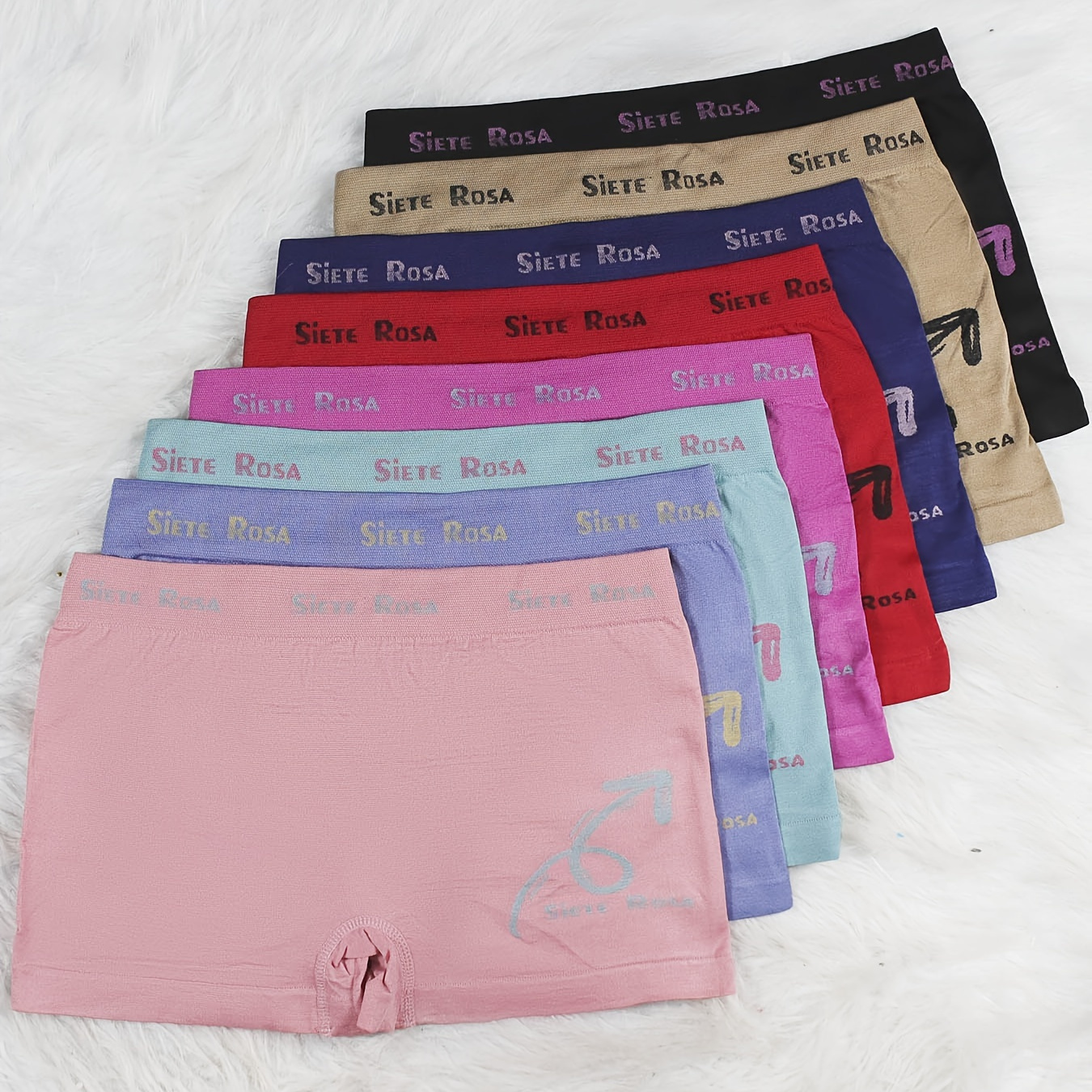 

8pcs Letter Print Boyshort Panties, Soft & Comfortable Stretch Sports Panties, Women's Lingerie & Underwear