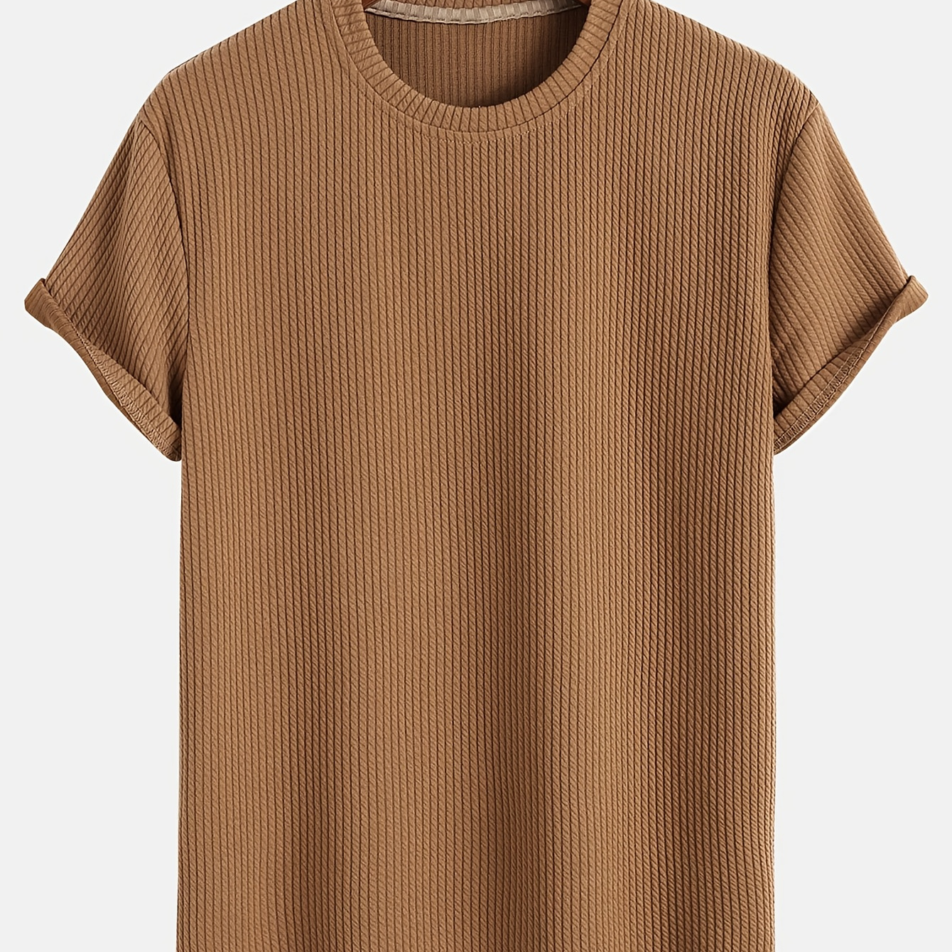 

Men's Solid Cotton Short Sleeve Crew Neck Fashion T-shirt, Versatile Summer Short Sleeve Top
