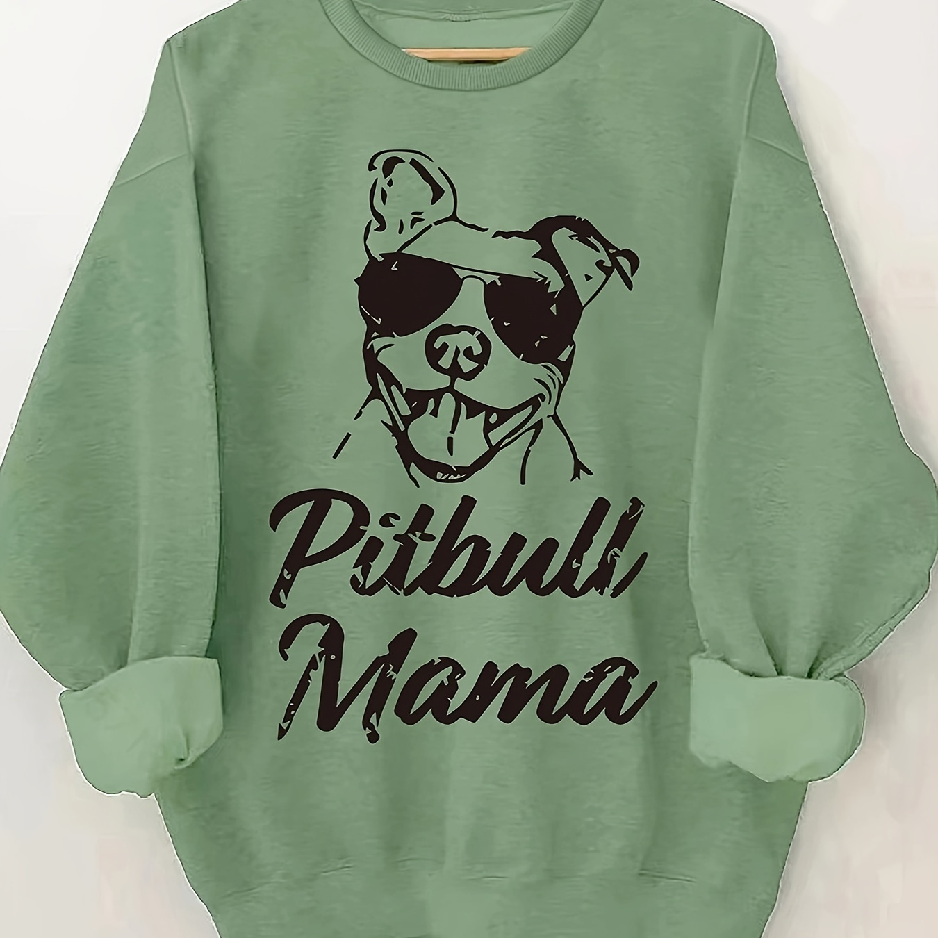 

Dog Print Sweatshirt, Crew Neck Casual Sweatshirt For Fall & Spring, Women's Clothing