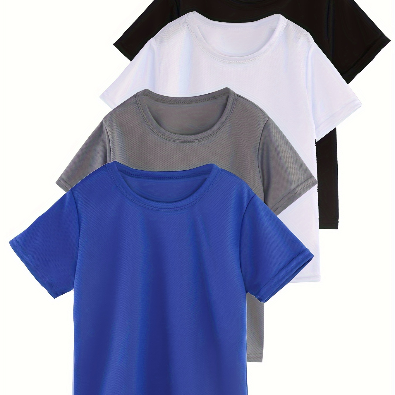 

Boys 4pcs Multi-color Quick-drying Loose Athletic T-shirt, Casual Tee, Everyday Tee, Boys Clothes For Summer