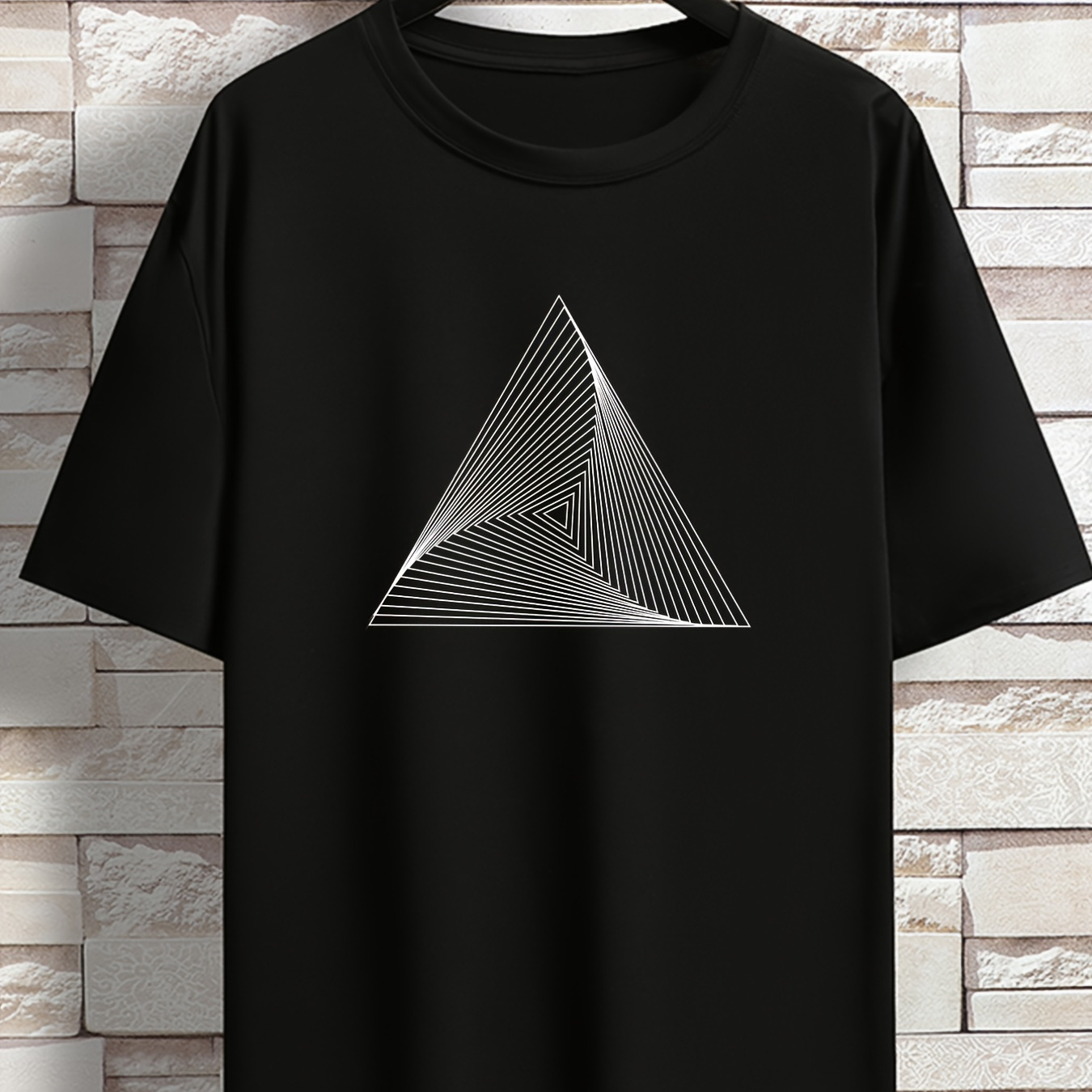 

Men's Geometrics Print Loose T-shirt, Oversized Short Sleeve Crew Neck Tops, Plus Size Casual Clothing For Spring Summer