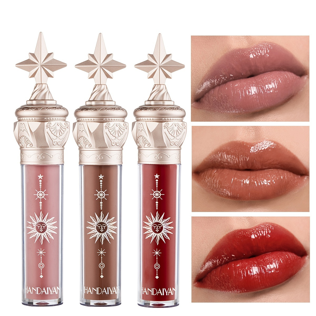 

8- Color Lip Gloss , Lustrous Shiny Dewy Texture Lip Glaze , Hydrating Long Lasting Star Stick Plumping Liquid Lipstick