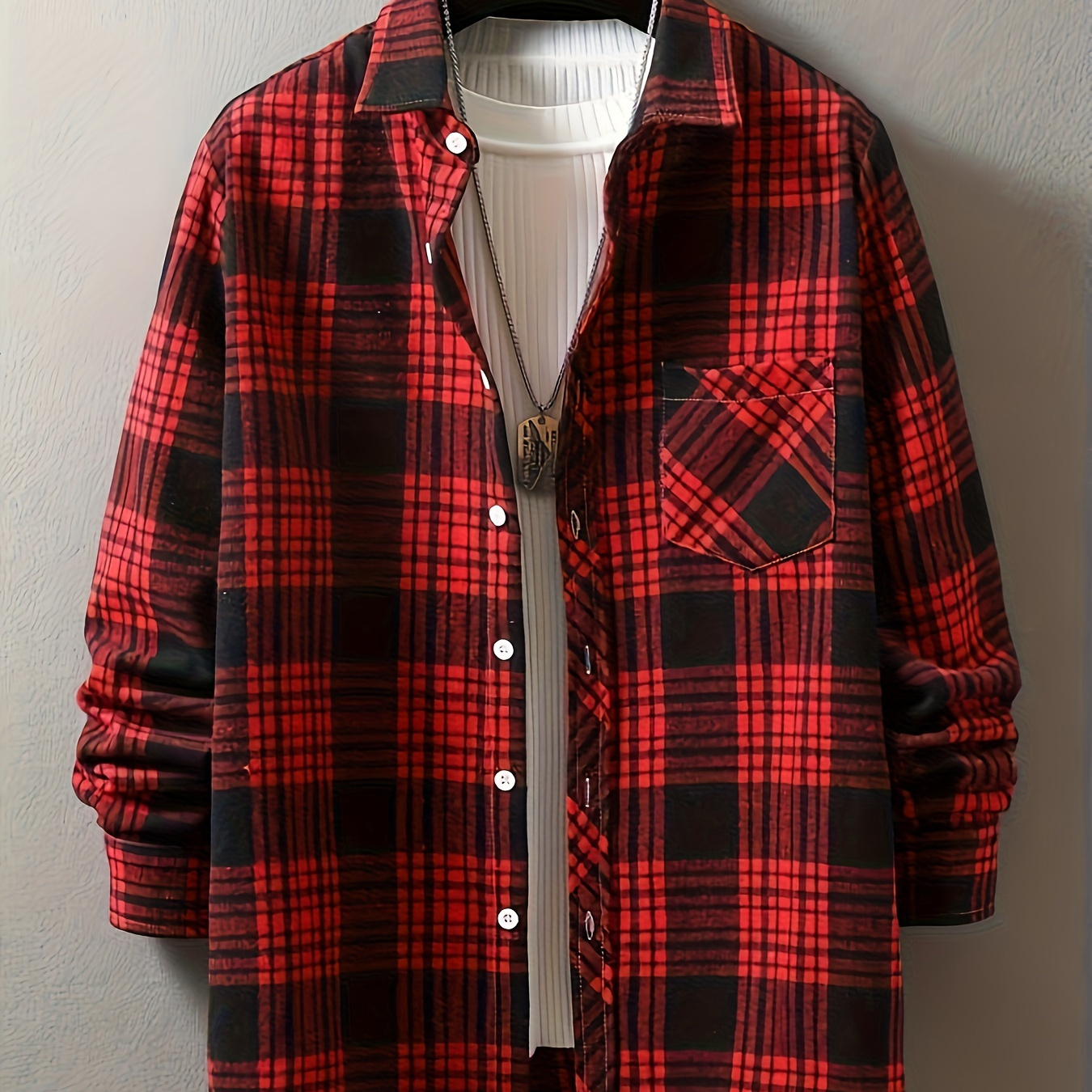 

Button-up Shirt - Casual Polyester, Machine Washable, Non-stretch Fabric For Fall/winter