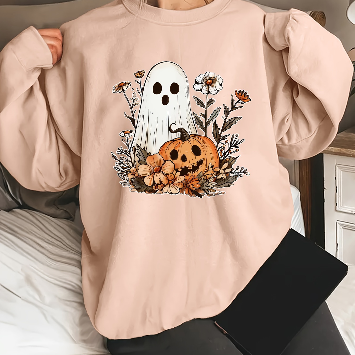 

Print Sweatshirt, Crew Neck Casual Long Sleeve Sweatshirt, Women's Clothing