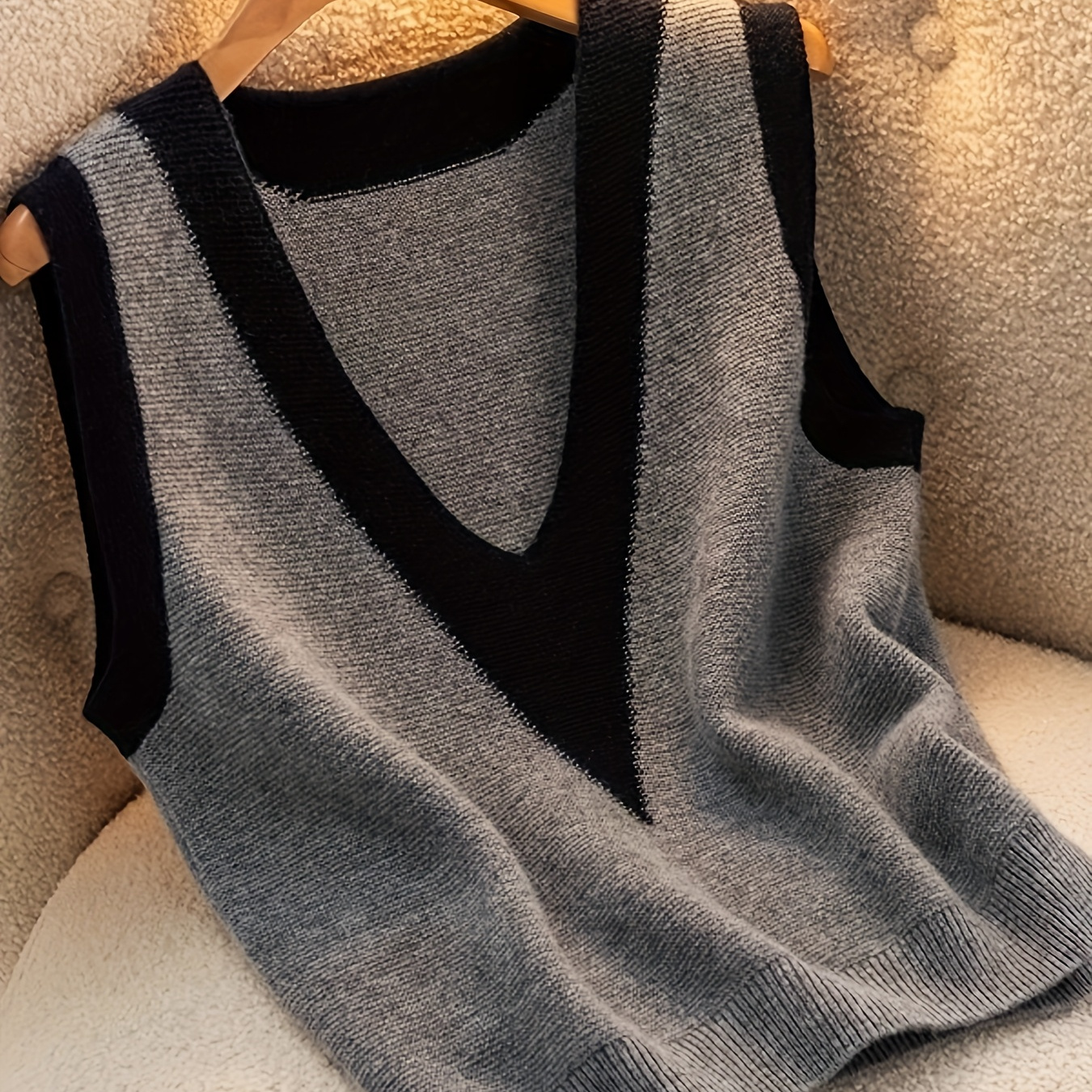 

Women's Casual Knit Cardigan - V-neck Sleeveless Sweater Vest With Slight Stretch, Solid Color, Regular Fit, Knit Fabric, 60% Acrylic 23% Polyester 17% Polyamide, For Spring/fall