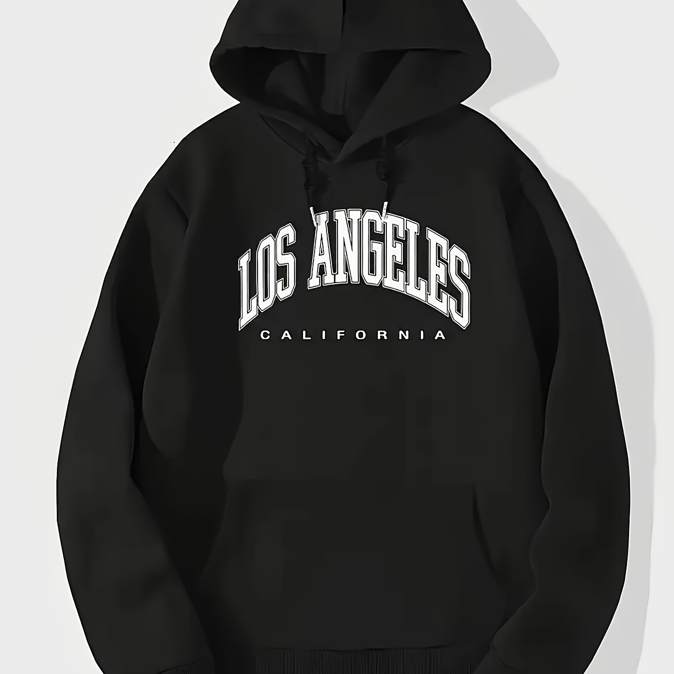 

los Angeles California" Monogrammed Long-sleeved Kangaroo Pocket Sweatshirt, Men's And Women's Round Neck Casual Hooded Sweatshirt, Suitable For Outdoor And Sports Wear In Fall And Winter