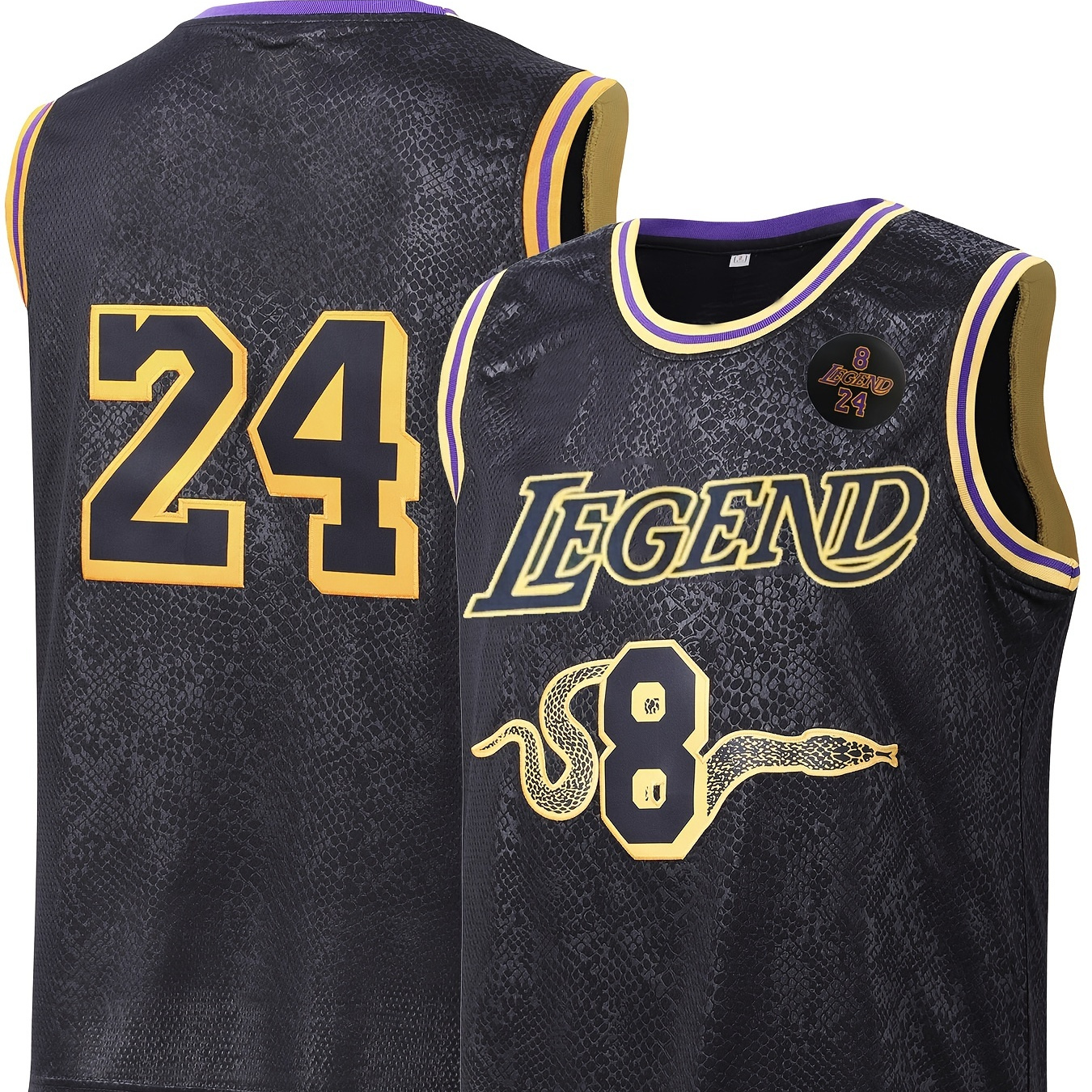 

Men's Legend #824 Embroidery Basketball Jersey, Active Vintage Breathable Round Neck Sleeveless Uniform Basketball Shirt For Training Competition