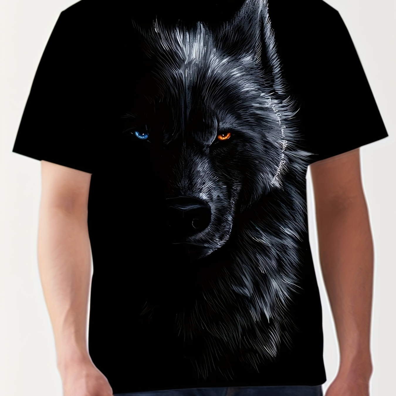 

Cool Wolf Head 3d Graphic Print Men's Novelty Short Sleeve Crew Neck T-shirt For Summer, Gift For Men