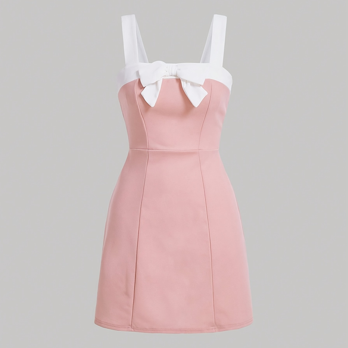 

Contrast Trim Bow Dress, Elegant Mini Cute Cami Dress For Spring & Summer, Women's Clothing