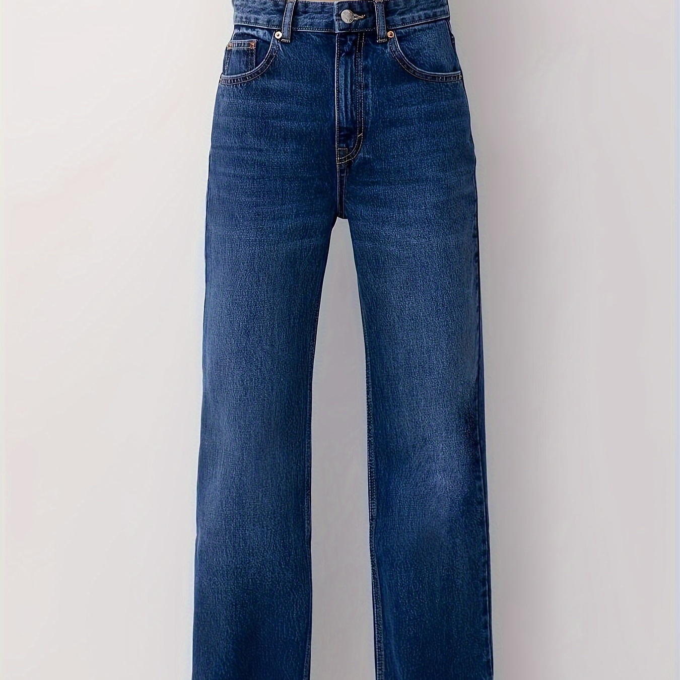 

Loose Fit Washed Straight Jeans, Slant Pockets Hem Casual Denim Pants, Women's Denim Jeans & Clothing