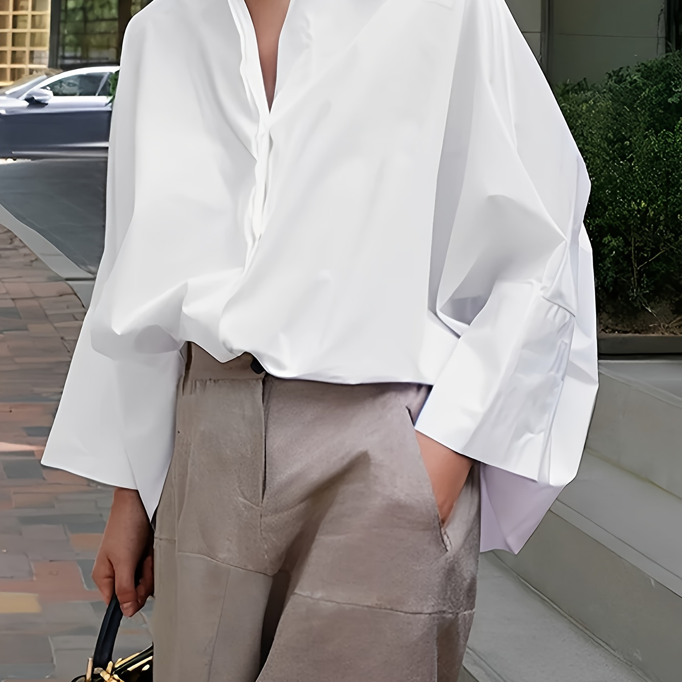 

Women' Solid Color Lapel Shirt Long Sleeve Loose Casual Office Shirt Top