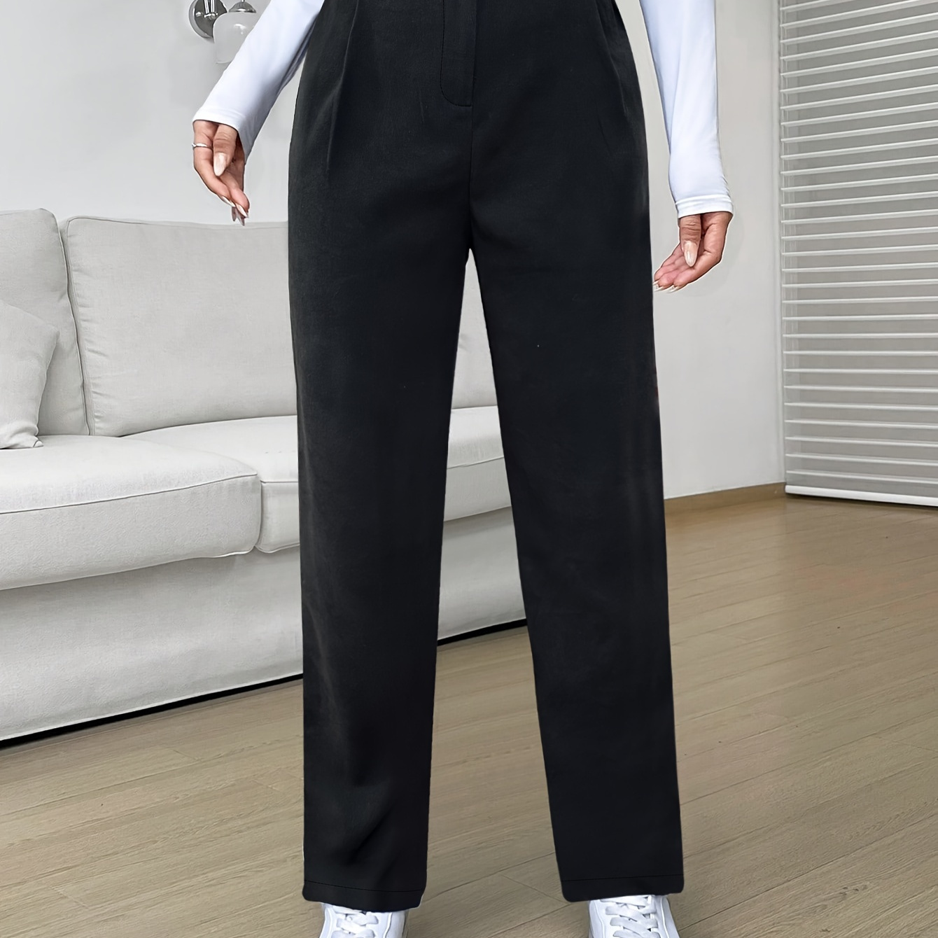 

Women's Casual Solid Color Harem Pants - High Waist, Button Detail, Non-stretch Polyester, Machine Washable