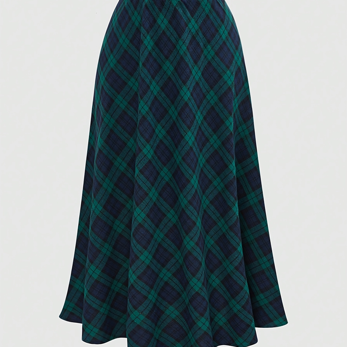 

Women's Elegant Autumn/winter Knit Print Midi Skirt - And Blue-black, High-waisted, A-line Silhouette, Machine Washable