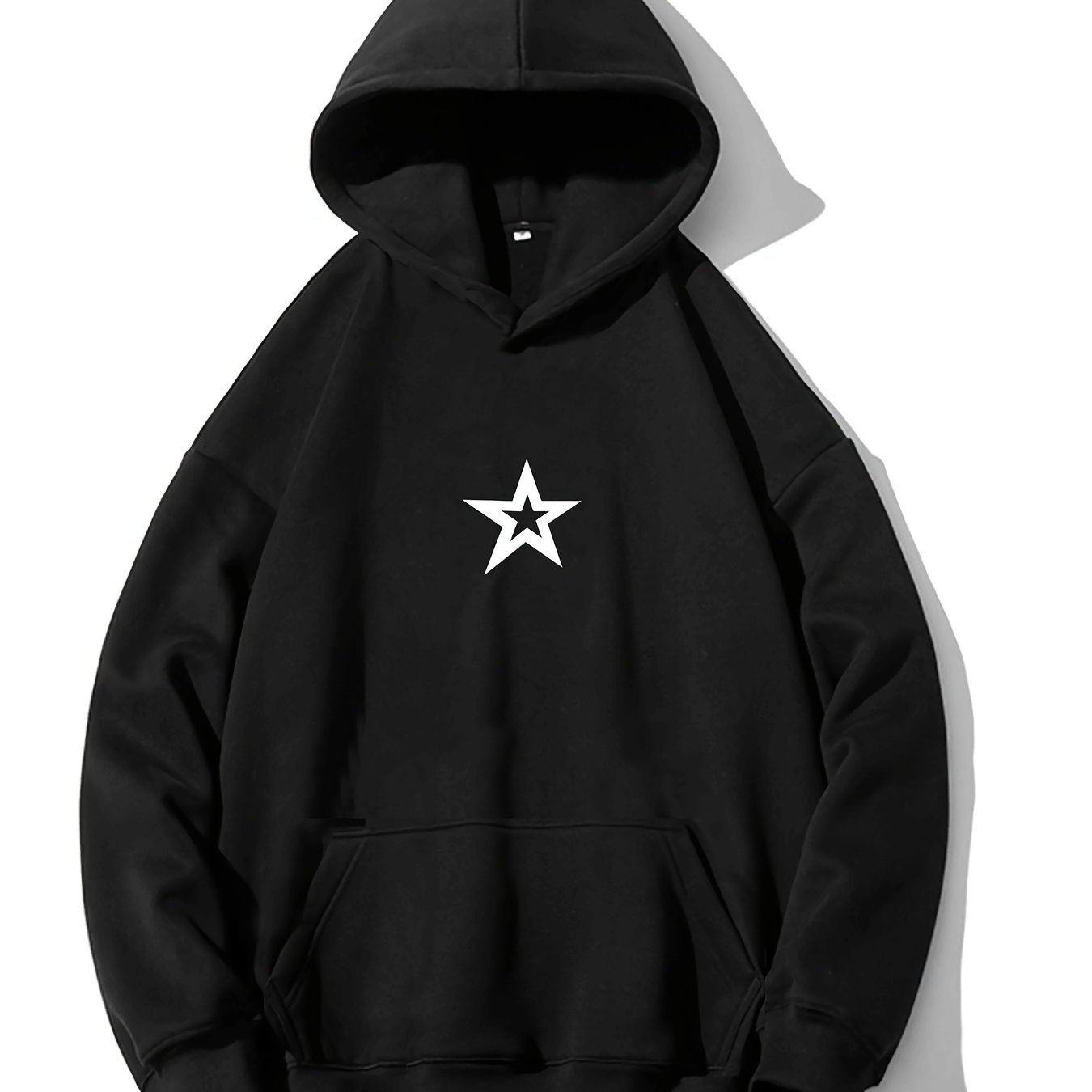 

Star Print Men's Punk Style Pullover Round Neck Hoodies With Kangaroo Pocket Long Sleeve Hooded Sweatshirt Loose Casual Top For Autumn Winter Men's Clothing As Gifts