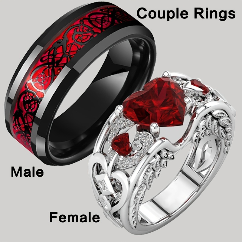 

Fashion Couples Rings Engagement Ring Women Wedding Heart Ring Stainless Steel Rings For Men