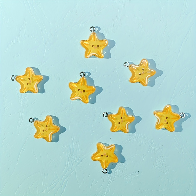 

8pcs Resin Charm Lovely Cartoon Small Star Pendant With Hole For Diy Handmade Jewelry Accessories Costume Ornament Home Desk Decor Craft Supplies